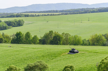 Military tank in open field, Slovakia