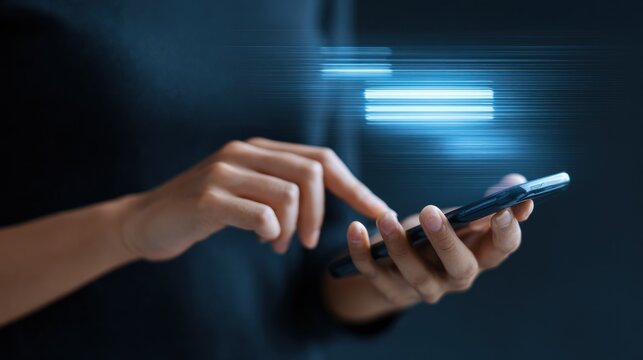 Woman using smart phone tech concept