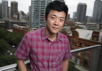 Obraz premium Pride of a young Chinese man in urban setting
