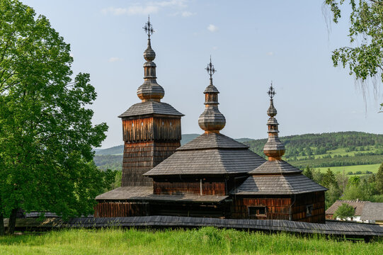 Wooden Church of St Paraskeva with three domes, Nova Polianka, Slovakia

