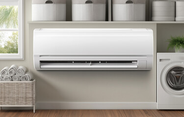 Air conditioning unit and heat pump in a modern living space