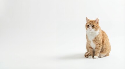 Obraz premium An adorable orange cat sitting calmly.