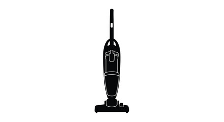 A black silhouette of a modern upright vacuum cleaner silhouette © MDRAYHAN