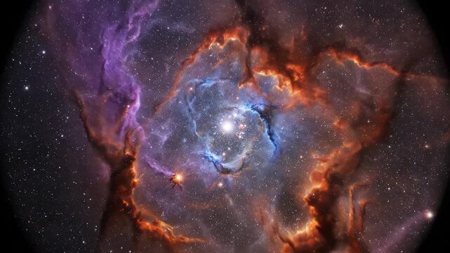 Stunning cosmic nebula with vibrant colors and star formations