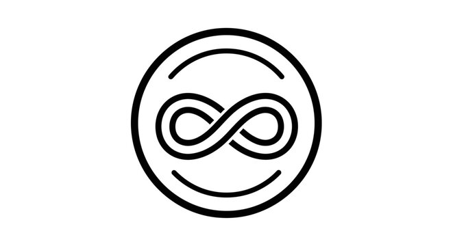 Infinity symbol within a circular design.
