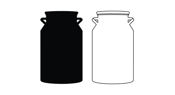 Two vintage milk cans depicted in contrasting styles a striking silhouette