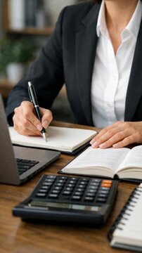 Female accountant working with documents