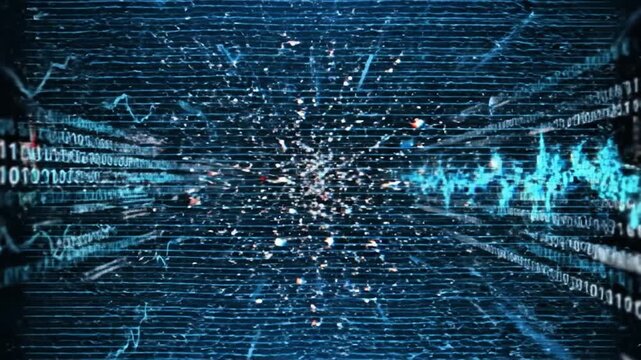 Abstract Digital Data and Binary Code Glitch Background