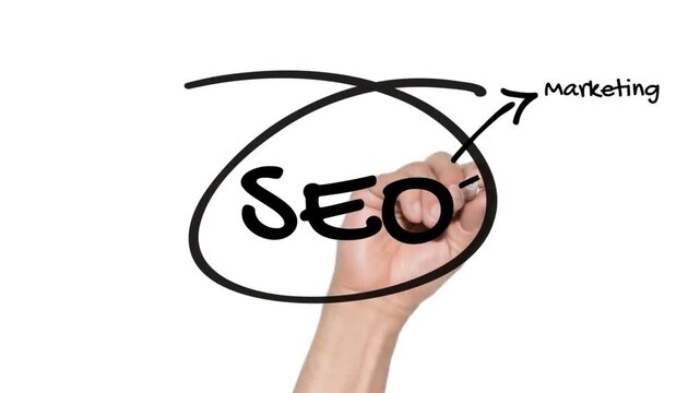 Hand Drawing SEO Concept Flowchart for Search Engine Optimization