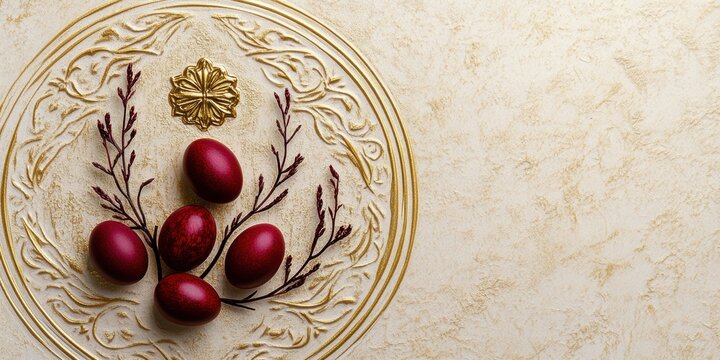 orthodox easter card, a classic orthodox easter card features a byzantine-inspired design with gold leaf texture and hand-painted elements, conveying a timeless and sacred aura