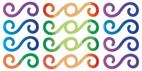 Colorful sine wave patterns arranged in a symmetrical grid formation