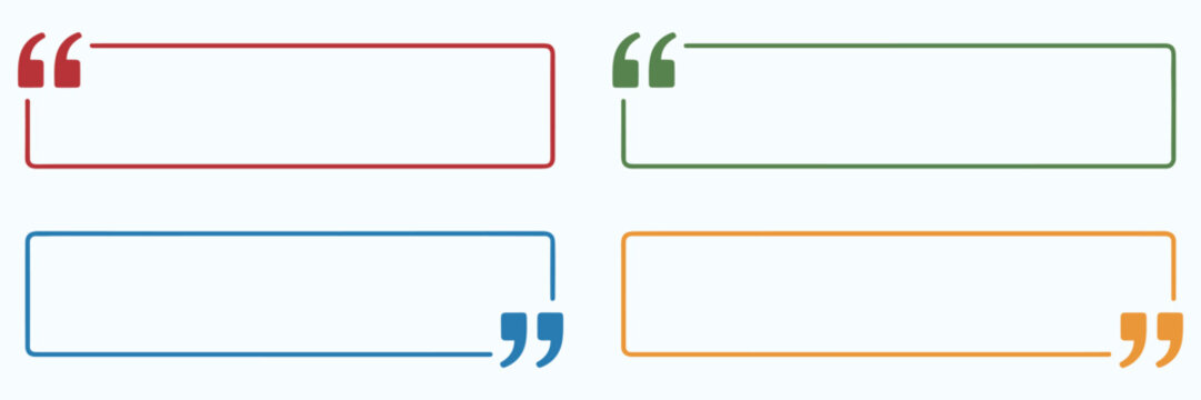 Four colorful quote boxes with quotation marks frame