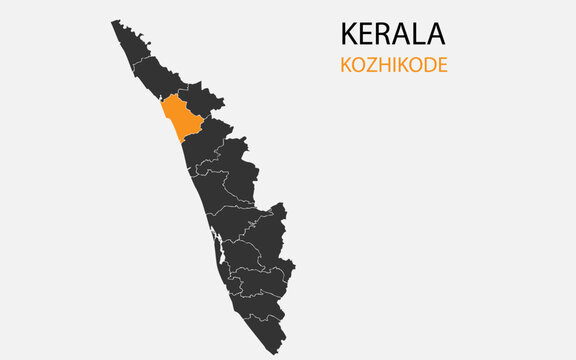 Kerala png map with districts, Indian state Kerala district map, Kerala Kozhikode