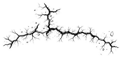 Fototapeta premium Hand drawn illustration of a deep jagged crack in a solid surface