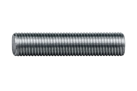 Threaded rod metallic stud on transparent background