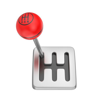 Retro sports car gear shifter on transparent background