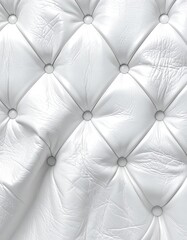 Fototapeta premium A close-up view showcases the elegant texture of a white, diamond-tufted leather surface.