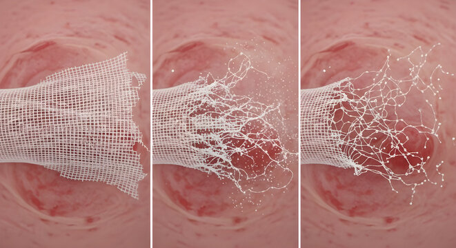 Medical stent deployment and expansion inside a blood vessel artery