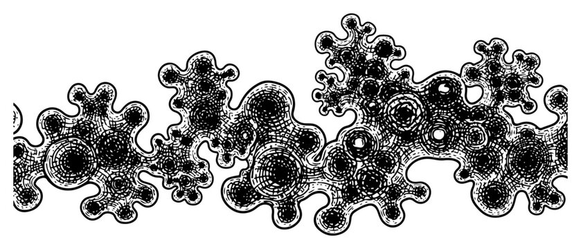 Detailed hand drawn pattern of microscopic organic cell structures