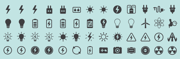 Diverse Icons Representing Energy And Electricity power