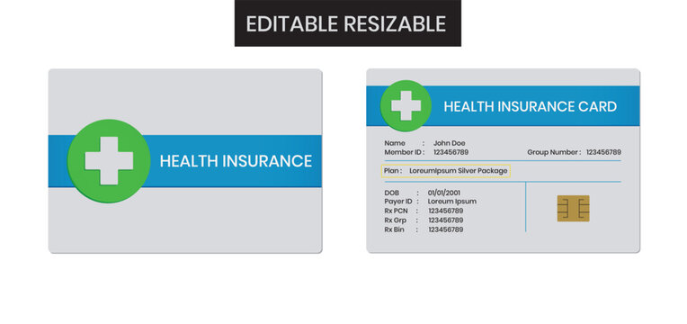 Customizable Health Insurance Card Template Vector &ndash; Medical ID, Membership and Insurance Card Design, Print ready.