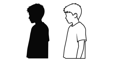 Two young boys facing opposite directions a striking silhouette © MK2.00