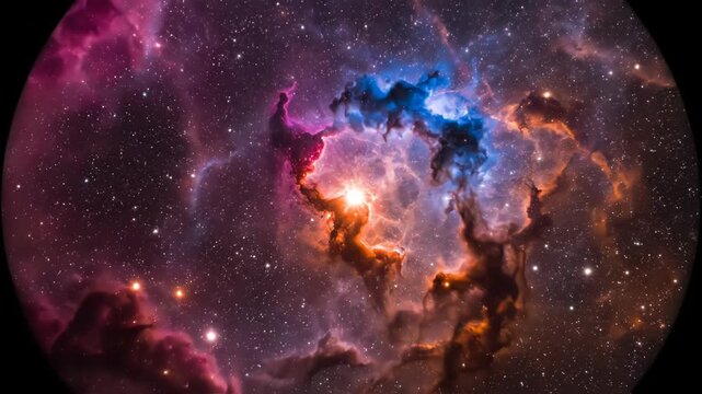 Colorful cosmic nebula with stars in deep space