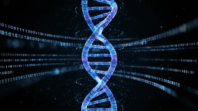 Digital DNA Helix - A Futuristic Exploration of Genetic Code and Data.