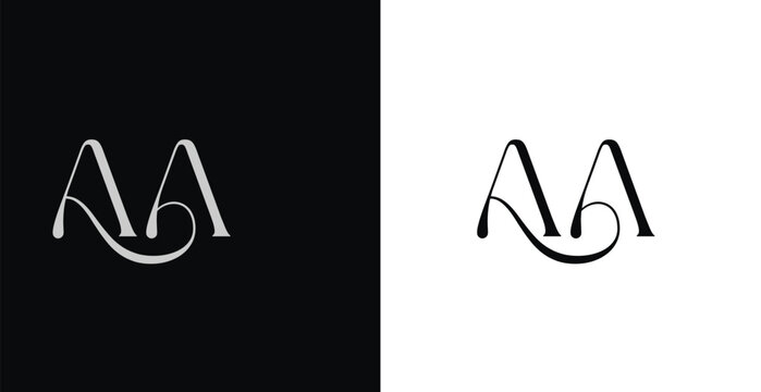 Elegant AA letter monogram logo vector with decorative serif typogr...