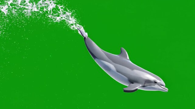 Dolphin Jumping Out of Green Water.