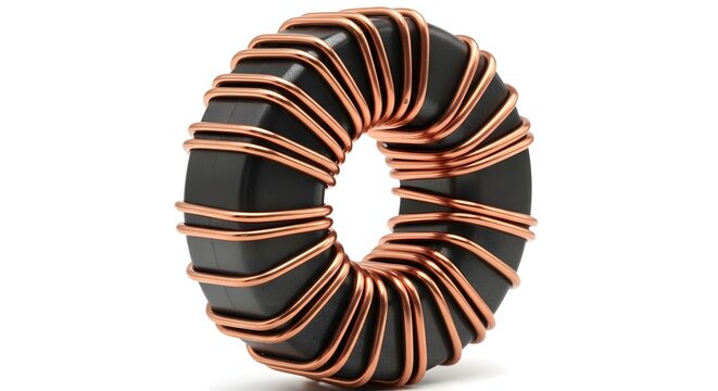 Toroidal inductor or choke isolated on white background, 3d rendering