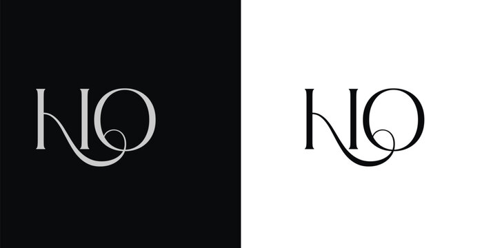 Elegant HO letter monogram logo vector with stylish serif lettering...