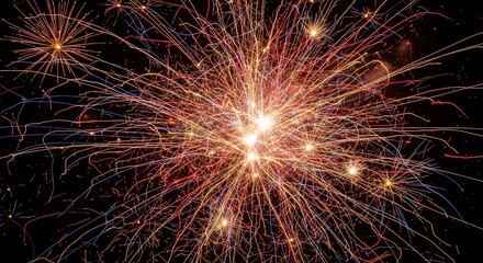 Fototapeta premium Explosion of Colorful Fireworks in the Night Sky