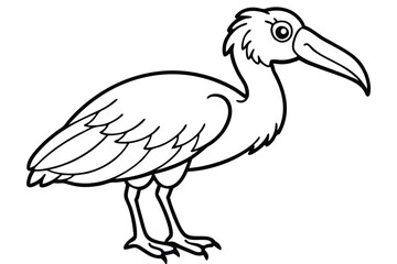 Obraz premium shoebill bird silhouette line art vector illustration with a white background