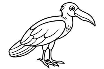Fototapeta premium shoebill bird silhouette line art vector illustration with a white background