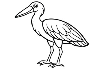 Fototapeta premium shoebill bird silhouette line art vector illustration with a white background