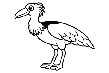 Fototapeta premium shoebill bird silhouette line art vector illustration with a white background