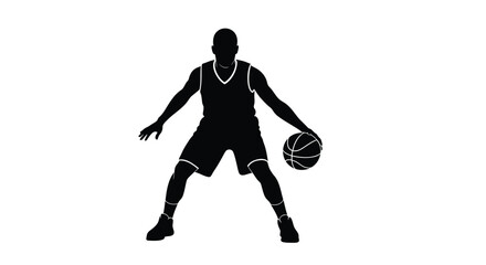 Obraz premium Vector silhouette of a basketball player with ball