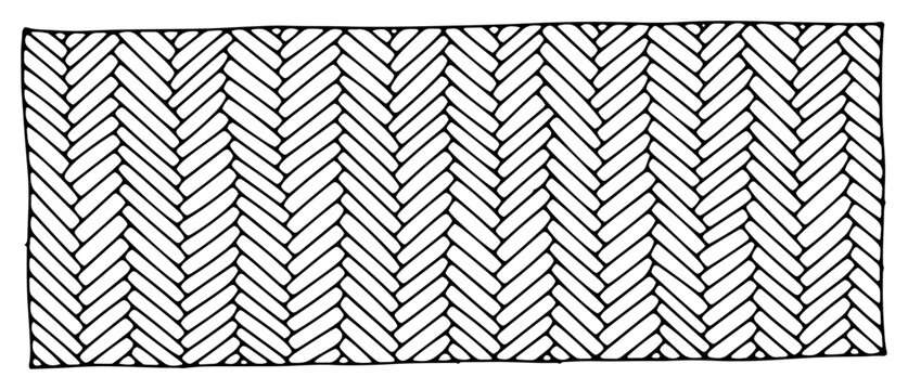 Geometric herringbone pattern or woven textile texture in a detailed line art style