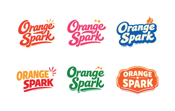 Modern festive banner with holiday message showcasing modern lettering logo set for Orange Spark, commercial stock typography