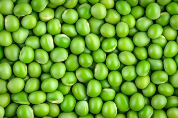 Fresh green pea seeds create a seamless texture for healthy vegan food in an abstract pattern