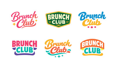 Obraz premium Modern Brunch Club Logos. Clean modern holiday banner illustration displaying modern lettering logo set for Brunch Club,