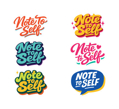 Modern flat holiday banner design highlighting modern lettering logo set for Note To Self, high-demand commercial lettering
