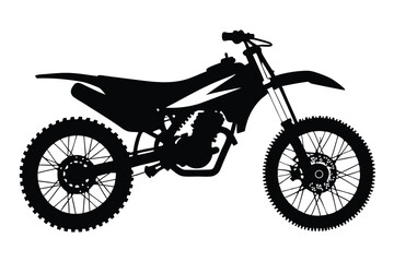 dirt bike silhouette line art vector illustration with a white background