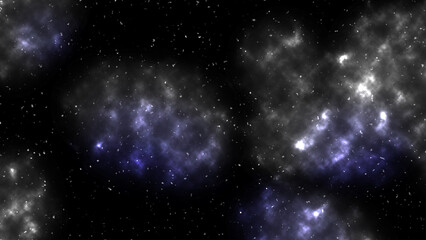 Wispy grey and blue celestial clouds scattered across the cosmos. © agustian