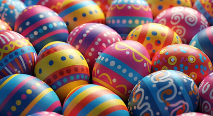 Fototapeta premium Vibrant easter eggs with colorful patterns and designs
