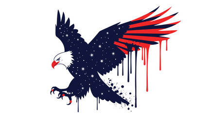 Vector American eagle illustration with graffiti effect