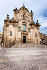 Fototapeta premium Church of Saint Francis of Assisi in Matera, Italy. Matera, Basilicata, Puglia, Italy. Church of Saint Francis of Assisi Chiesa di San Francesco d`Assisi in baroque style, in the old town of the Unes