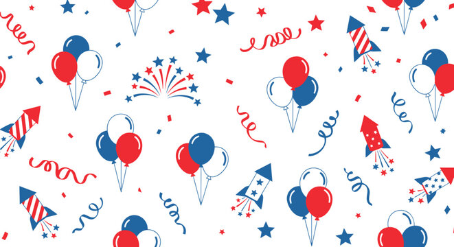 American Independence Day seamless pattern vector