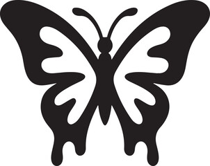 Decorative butterfly silhouette with dripping wings vector illustration insect icon isolated on white background artistic butterfly design © MDToufik